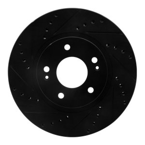 Hyundai Santa Fe Brake Rotor (1) - Front Left - R1 Concepts - Drilled & Slotted - Black - `01-`06